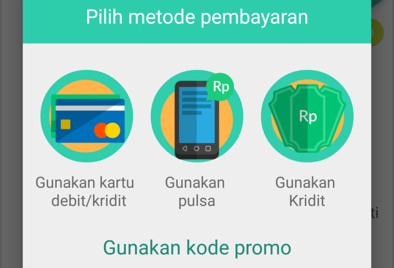 Tampilan fitur pembayaran di Listeno