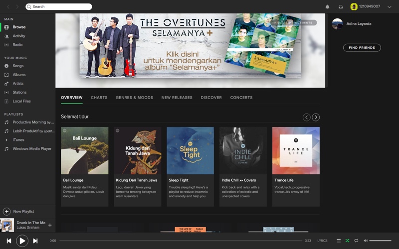 Antarmuka Spotify Mac