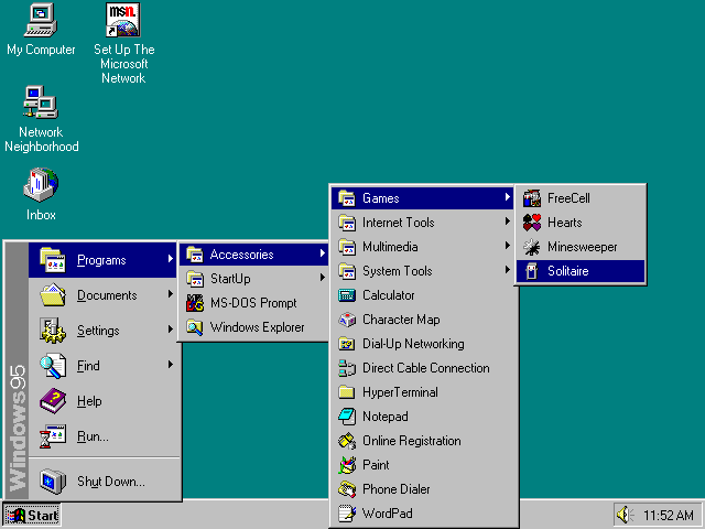 Windows 95 Start Programs Accesories Games | Screenshot