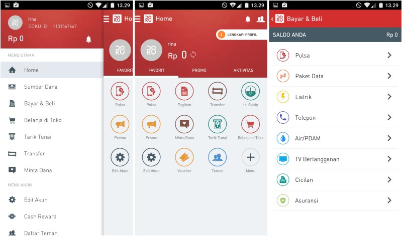 screenshot aplikasi doku android