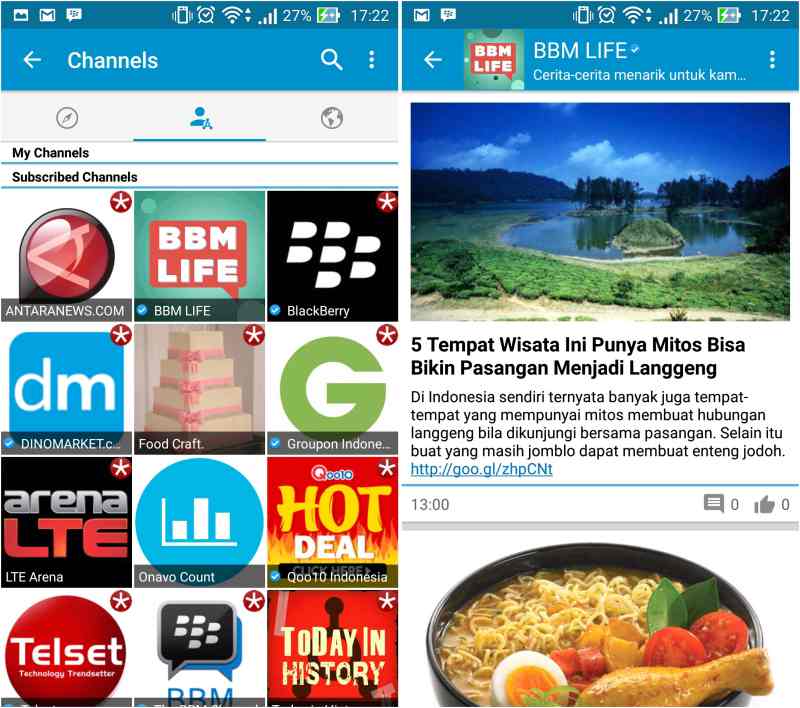 BlackBerry Messenger Berikan Pengguna Intisari Berita di 