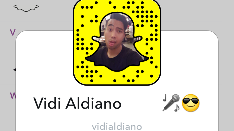 Akun Snapchat Vidi Aldiano | Screenshot