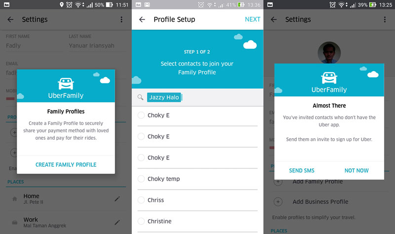 Cara membuat Family Profile di aplikasi Uber |Screenshot