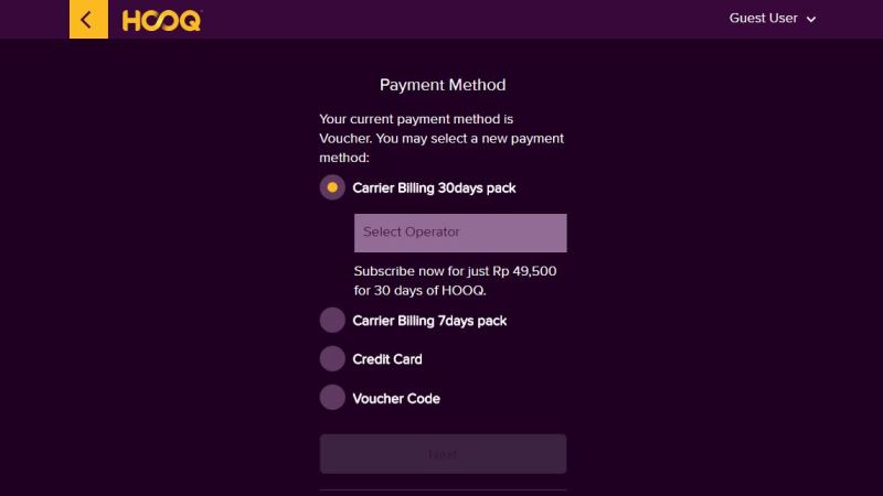 HOOQ Pilihan Pembayaran | Screenshot