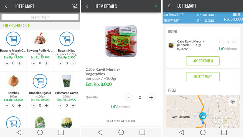 Tampilan Aplikasi GO-MART | Screenshot