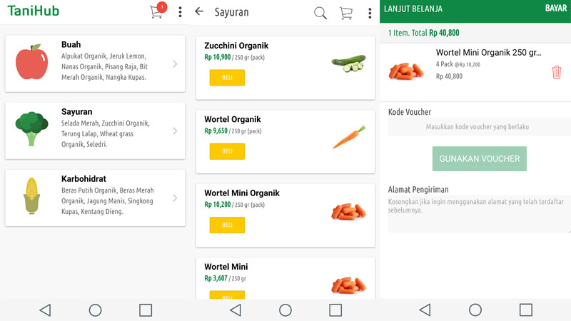 Tampilan Aplikasi TaniHub | Screenshot