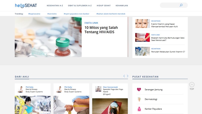 Tampilan Situs HelloSehat | Screenshot