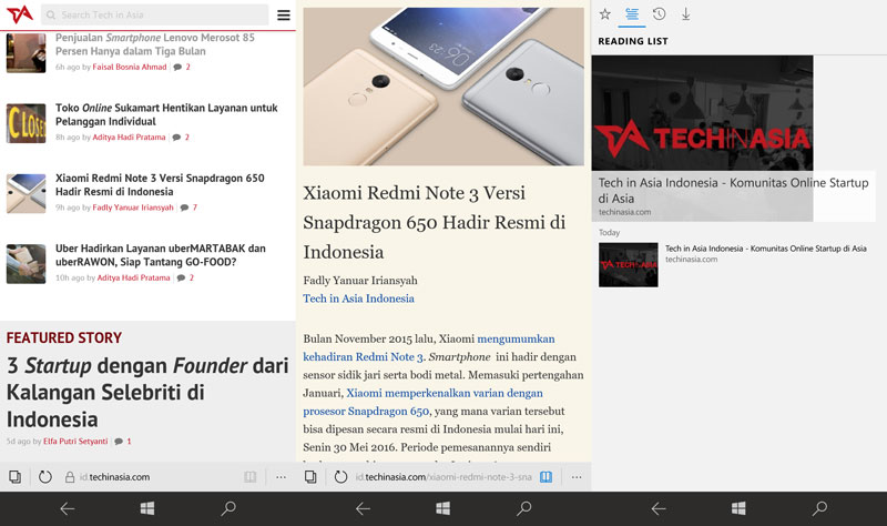 Tampilan browser Edge | Screenshot