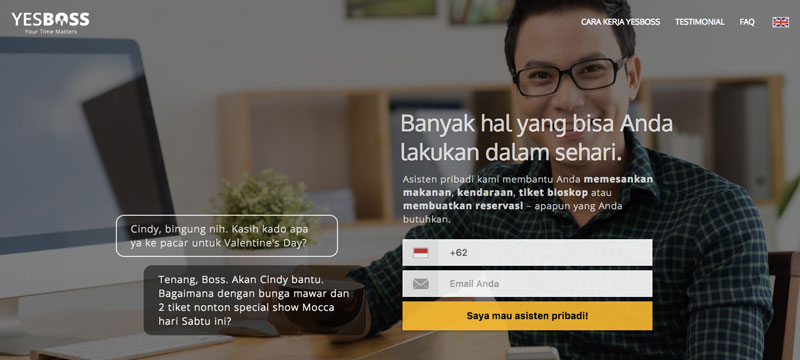 Halaman muka situs YesBoss | Screenshot