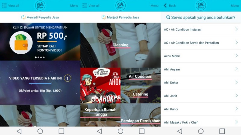 Tampilan Aplikasi OkBisa Halaman Utama | Screenshot