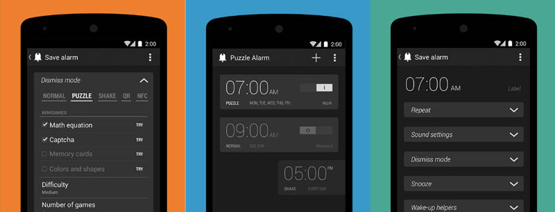 Tampilan aplikasi Puzzle Alarm Clock | Screenshot