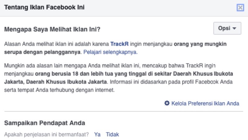 Facebook Ads Mengapa Saya Melihat Iklan | Screenshot