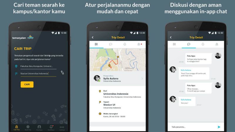 Tampilan Aplikasi TemanJalan | Screenshot