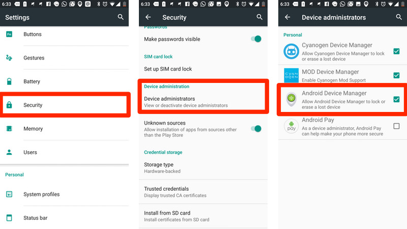 Mengaktifkan Android Device Manager | Screenshot