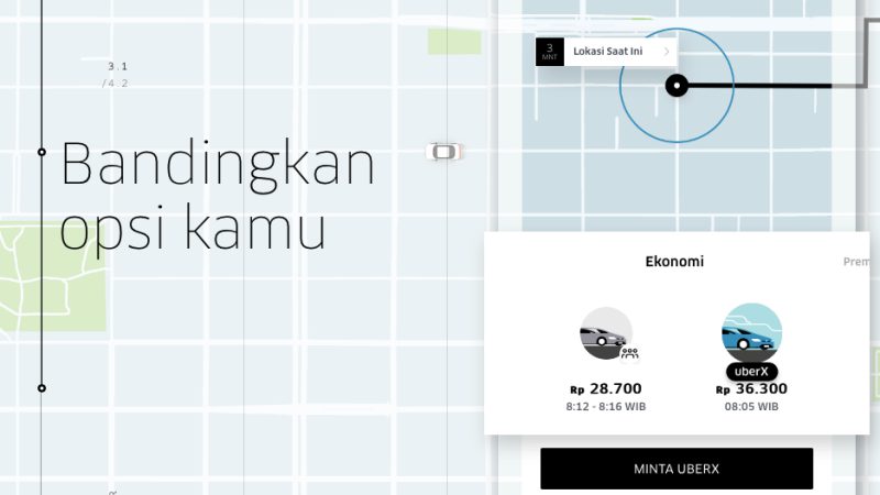 Uber Desain Baru Perbandingan Harga | Screenshot