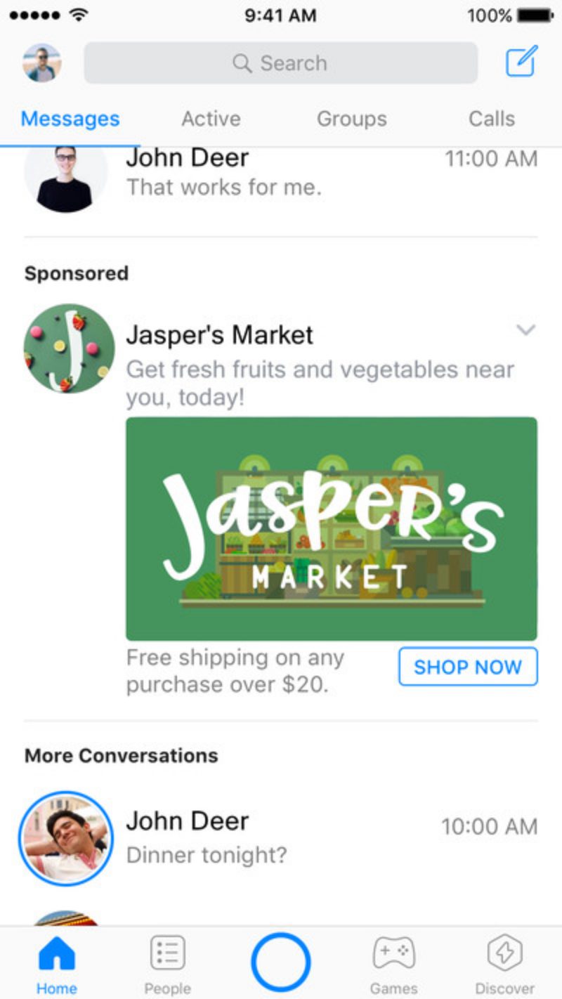 Aplikasi Messenger dari Facebook Kini Hadirkan Iklan di 