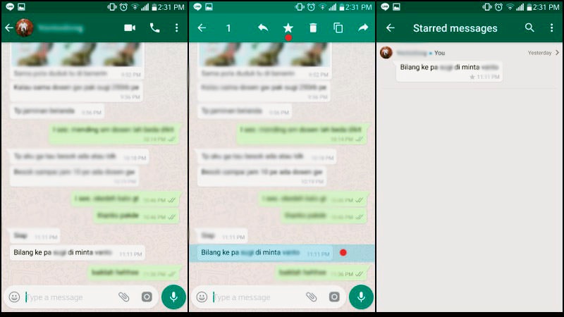 Trik Menggunakan WhatsApp | Pesan berbintang