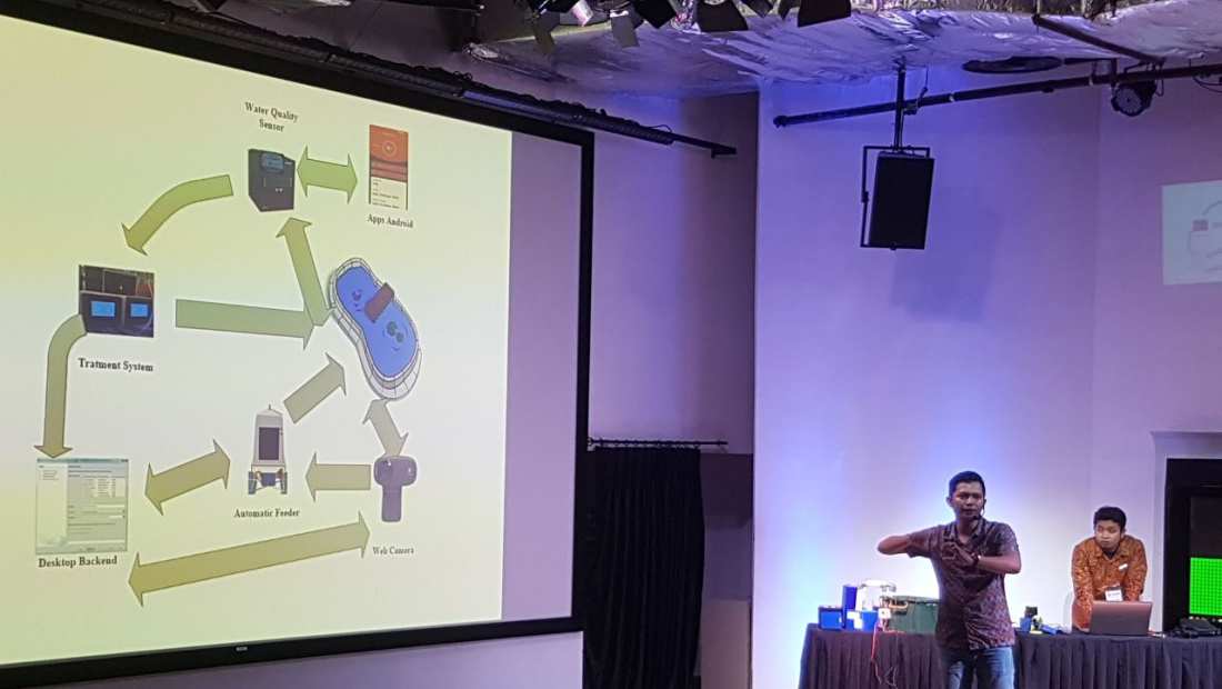 Tim FishGator menjelaskan cara kerja platform mereka untuk memantau kualitas air dan ikan kerapu | Photo