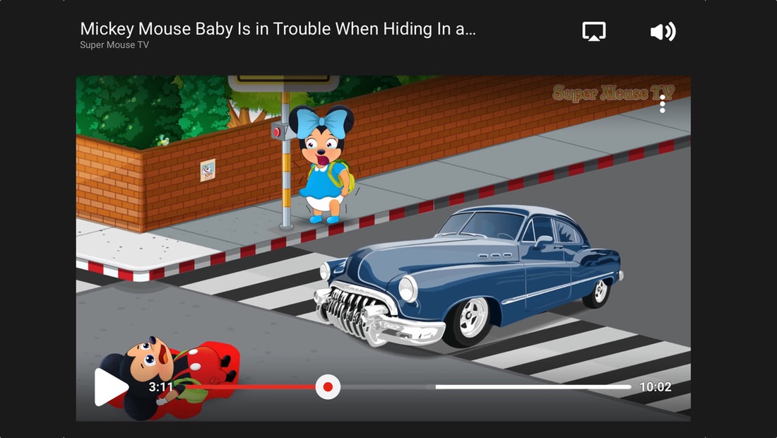 Video animasi buatan channel ‘Super Mouse TV’ yang menampilkan karakter kartun Miki Tikus dan Mini Tikus dalam adegan kekerasan fisik. 